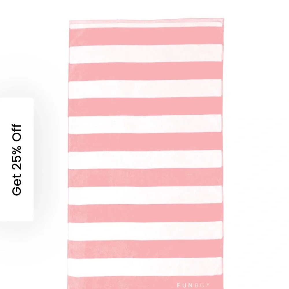FUNBOY Pink and White Striped Towel.  New
